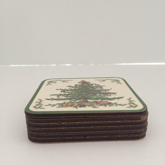 Pimpernel Spode Christmas Tree Holiday Coasters Acrylic Cork Square Box of 6 - Picture 6 of 11